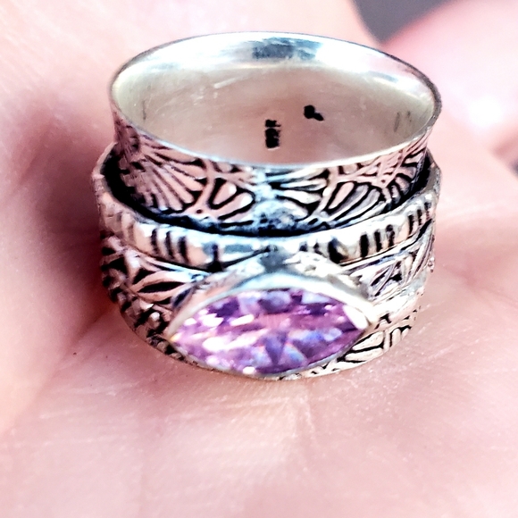 New Pink Topaz 925 Silver Spinner Meditation Ring. - Picture 5 of 10